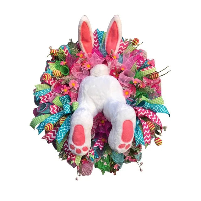 Dropship Easter Bunny Butt Thief With Ears Wreath Cute Cartoon Bunny Shape Ornaments Room Decoration