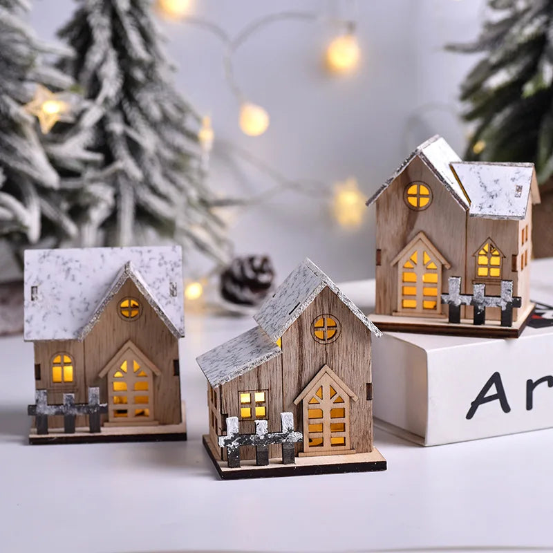 Christmas Decoration Light up Chalet wood white wholesale A