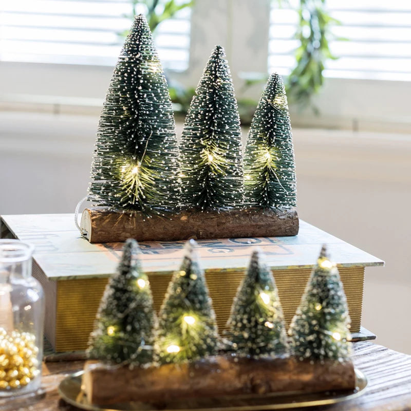 Wood Christmas Tree Led Light 3 Tree Small Wooden Christmas Needle Tree with Led Lights Included