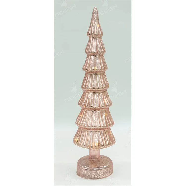 Wholesale Christmas Decorations Household Led Light Decorations 15 cm Christmas Glass Trees for Holiday Decorations