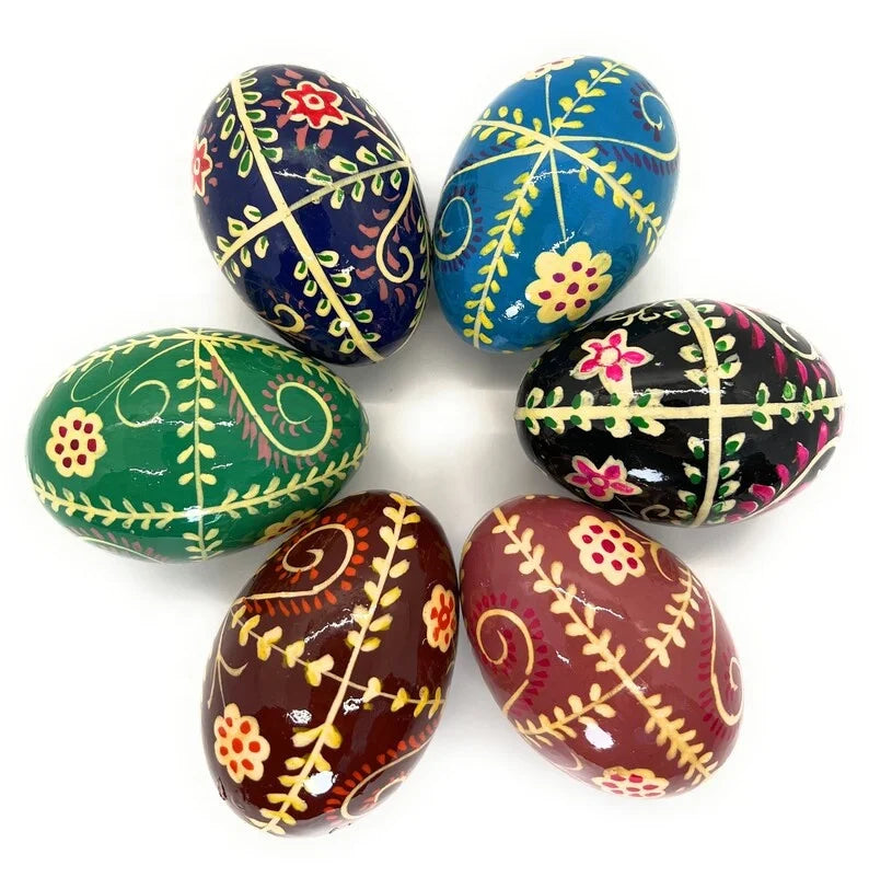 Hand Painted Wooden Easter Eggs, Decorative Hand Painted Vintage Wooden Easter Eggs