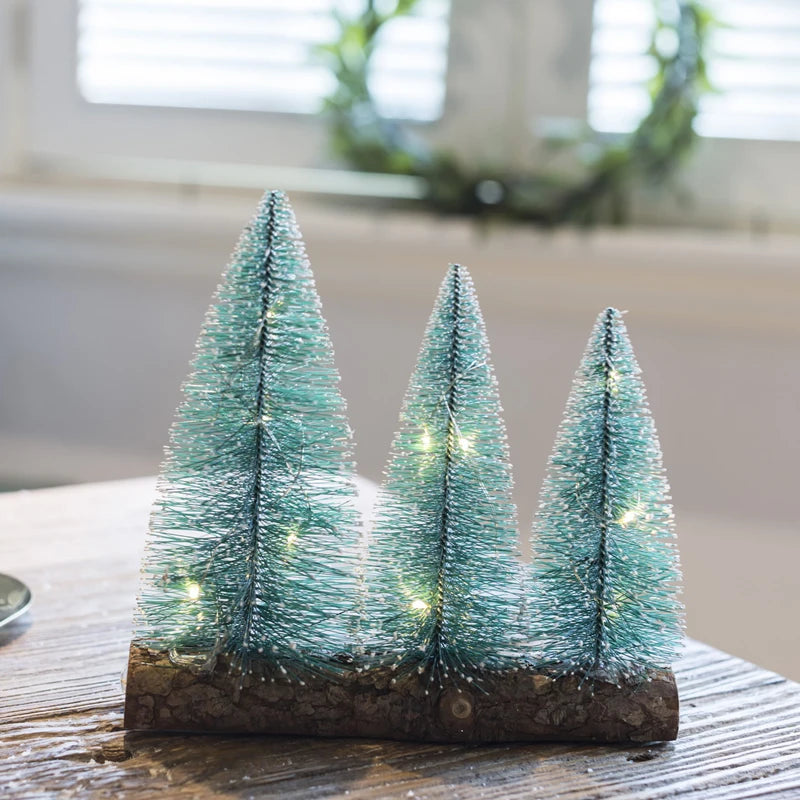 Wood Christmas Tree Led Light 3 Tree Small Wooden Christmas Needle Tree with Led Lights Included