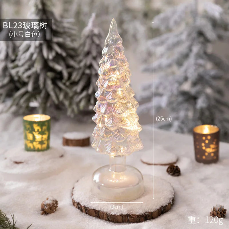 Wholesale Christmas Decorations Household Led Light Decorations 15 cm Christmas Glass Trees for Holiday Decorations