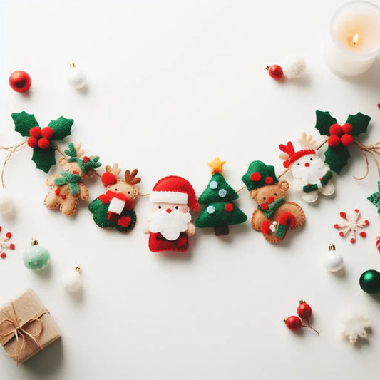 Festive Felt Christmas Garland: Handmade Decor with Santa, Reindeer, and Christmas Trees