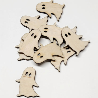 Mini wooden Halloween ghost decorations for children, low-priced wooden hanging ghost shaped decorations
