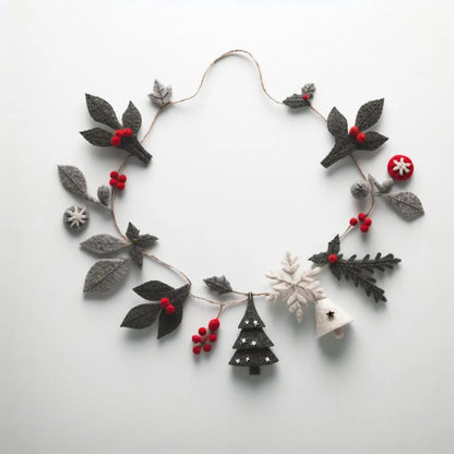 Festive Felt Christmas Garland: Handmade Decor with Santa, Reindeer, and Christmas Trees