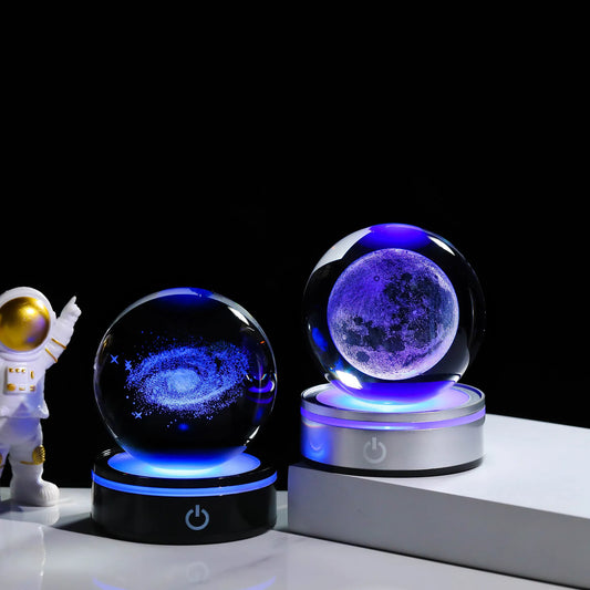 3D carved luminous crystal ball, living room, bedroom, desktop decoration, romantic atmosphere, gift for girlfriend