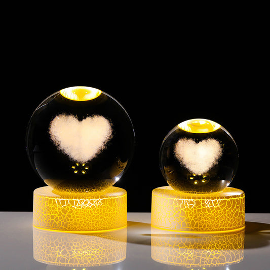Crystal Ball Unique Style Crack Base Holiday Gift Night Light Crystal