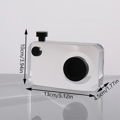 Modern light luxury minimalist crystal camera ornament, retro simple European decoration ornament, living room ornament
