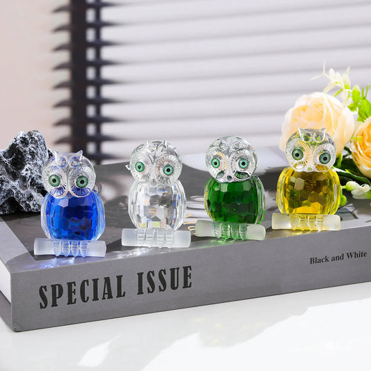 Owl crystal ornaments on crystal branches for home decoration and Halloween decoration