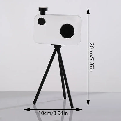 Modern light luxury minimalist crystal camera ornament, retro simple European decoration ornament, living room ornament