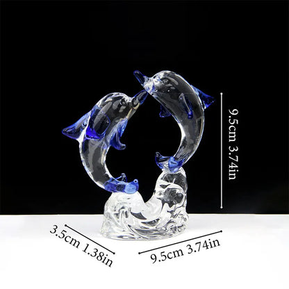 Double Dolphin Crystal Ornament Ocean Series Home Decoration Living Room Hotel Ornament Birthday Gift