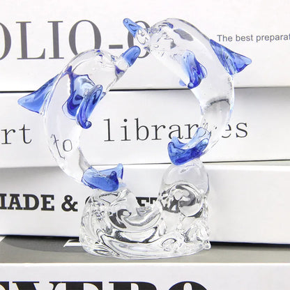 Double Dolphin Crystal Ornament Ocean Series Home Decoration Living Room Hotel Ornament Birthday Gift