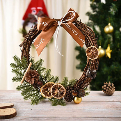 Pine Needle Xmas Garland red green pinecone