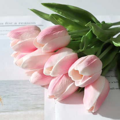 Wholesale Sale Price Fake Artificial PU Tulip Flower Bouquet Faux Flower Decorative Flower Tulip in Bulk for House Decoration