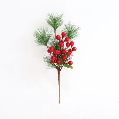 Christmas tree branches, holiday decorations, pine cones，Green7