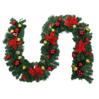 Christmas Decorations Garland Rattan Preserved Flowers red and green
