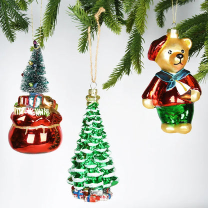 XMAS Luxury Christmas Stocking Santa Stained Glass Decorations Accessory Ball Tree Ornaments Festive Christmas 100pcs