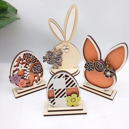 Wooden Crafts Ornament Easter Wooden Ornament Party Festival Props European Home Desktop Decoration
