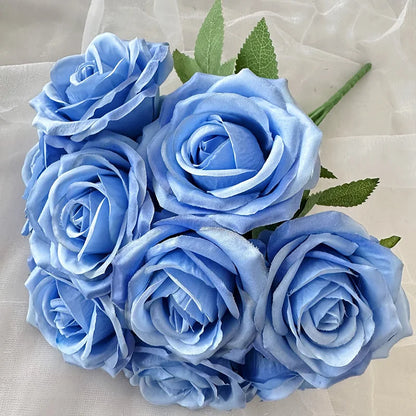 9-Head Pearl Rose Artificial Flower Wedding Arrangements High-End Ins Design Home Decor Simulated Roses