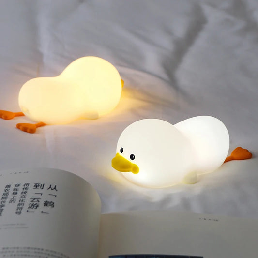 Creative Cartoon Children's Bedroom Bedside Lamp Silicone Lamp USB Charging Patting Duck Night Lamp
