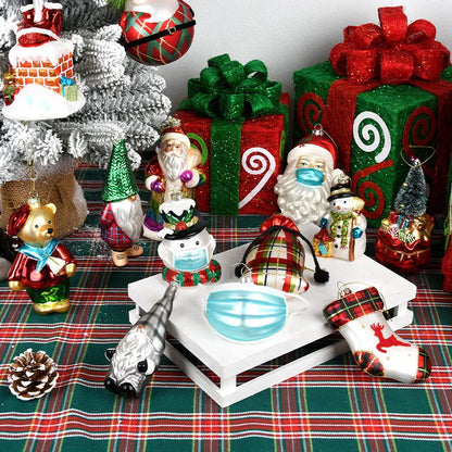 XMAS Luxury Christmas Stocking Santa Stained Glass Decorations Accessory Ball Tree Ornaments Festive Christmas 100pcs