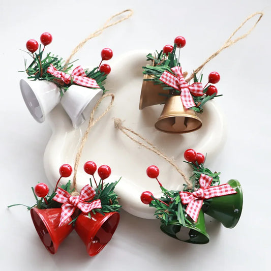 Pafu Christmas Decorations Party Supplies Metal Bowknot Flower Hanging Bell Xmas Tree Decor Novelty Gifts Christmas Jingle Bells