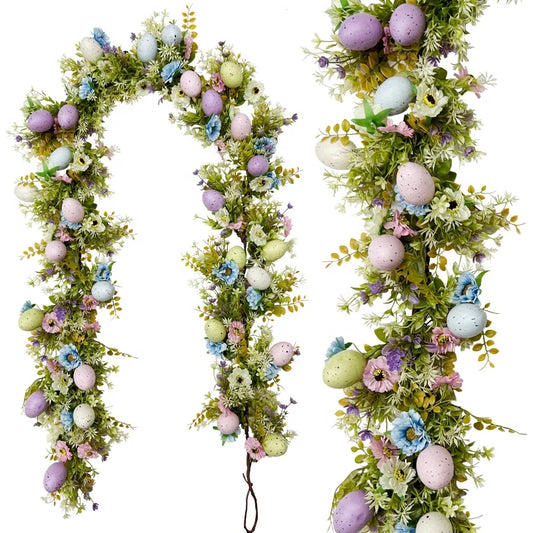 Artificial Vines Easter Garlands Mixed Colorful Flowers Easter Garlands for Front Door and Home Wall Decoration
