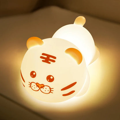 Rechargeable LED Night Light Kids Bedroom Cartoon Animal Panda Rabbit Tiger Silhouette ABS Moon Square Sleep Table Lamp Home Use