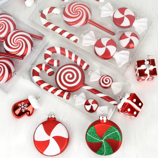 Hanging Xmas Decor Lollipop Ornaments Christmas Candy Ornaments Hanging Glitter Big Christmas Candy Ornaments for Tree