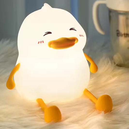 Cute Duck Design Led Night Light Silicone Cartoon Lamp Rechargeable Patting Lamp Children Night Light Kid Bedroom Decor Gifts