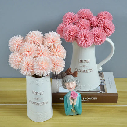 Hot Sale Artificial Single Chrysanthemum Branch Silk Marigold Ball PingPong Artificial Flowers Bulk Cake Wedding DecorDIY