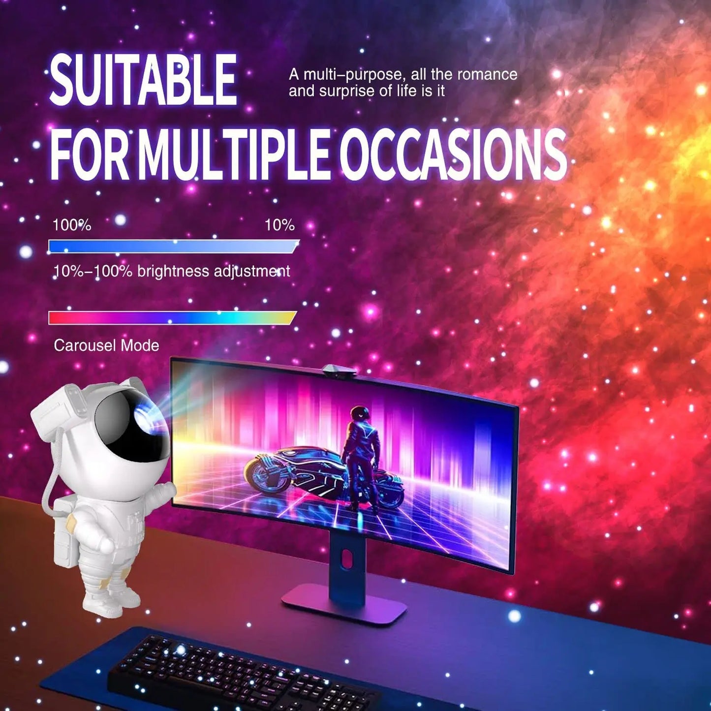 Star Projector Galaxy Night Light Astronaut Space Projector Starry Nebula Ceiling LED Lamp with Timer and Remote for Kids Room