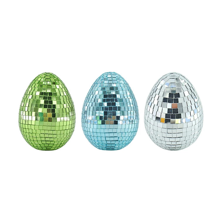 New Green Glass Blown Reflective Easter Mirror Egg Ornaments Egg Hanging Decorations for Parties and Celebrations