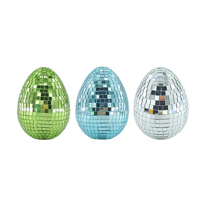 New Green Glass Blown Reflective Easter Mirror Egg Ornaments Egg Hanging Decorations for Parties and Celebrations