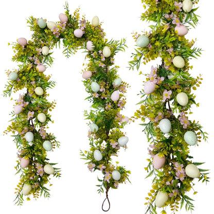 Artificial Vines Easter Garlands Mixed Colorful Flowers Easter Garlands for Front Door and Home Wall Decoration