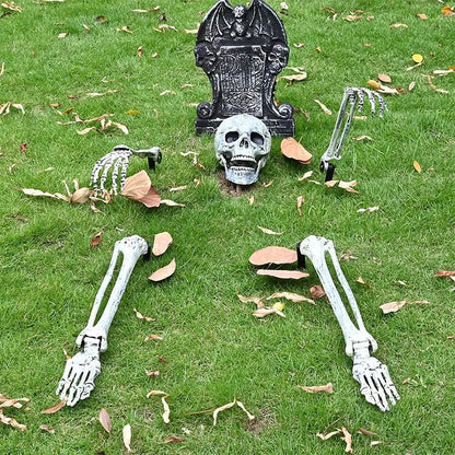 Halloween Party Horror Props Five-Piece Skeleton Head Ghost Simulator Child-Friendly Hot Selling Garden Ground Scene Decorations