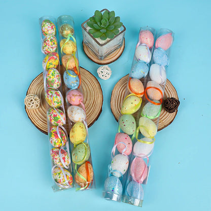 3*4cm/7 Color Options Colorful Barreled Easter Eggs  Set Ornaments Foam Easter Egg Kit Gift  Festival Easter Decoration