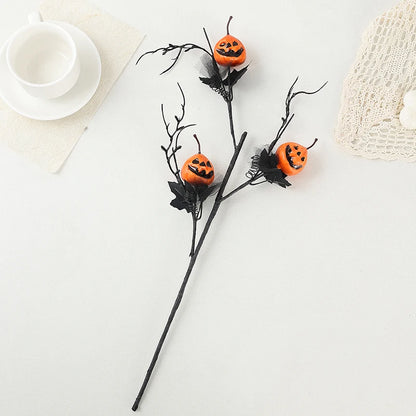 Halloween Horror Decorations Black Maple Leaf Pumpkin Flower Bouquet with Ghost for Home Parties New Year or Back to School