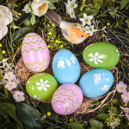 EAGLEGIFTS Happy Easter Decor Pink White Eggs Flowers Kids Gift Set Easter Decorative Ornament for Home Decoration