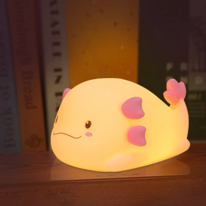 Cute Gift pink Dimmable Axolotl Silicone Night Light Baby Toy USB Rechargeable Touch Animal Light Lamp Kids Room Axolotl Lamp