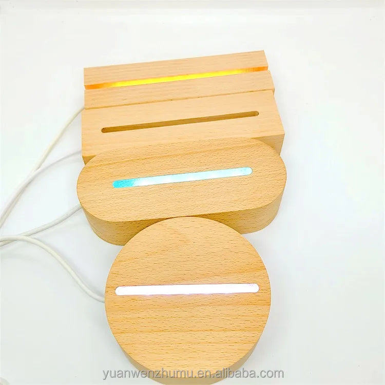 Wholesale Round Oval Rectangular Led Wooden Base Graffitable Message Board clear Acrylic LED Night Light for Bedroom