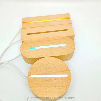 Wholesale Round Oval Rectangular Led Wooden Base Graffitable Message Board clear Acrylic LED Night Light for Bedroom