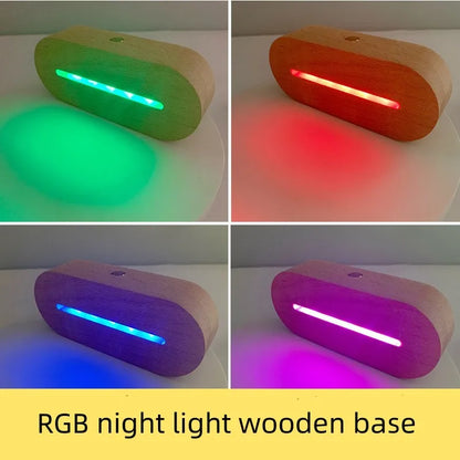 Wholesale Round Oval Rectangular Led Wooden Base Graffitable Message Board clear Acrylic LED Night Light for Bedroom