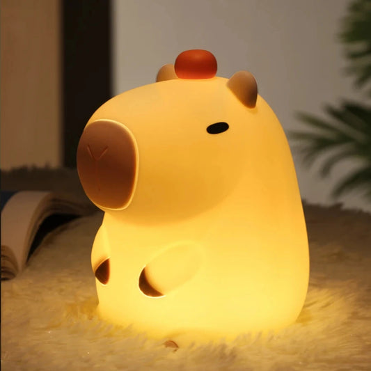 Cute Capybara Night Light Silicone Nightlamp USB Rechargeable Timing Lamp Patting Touch Control Led Lamp for Bedroom Living Room