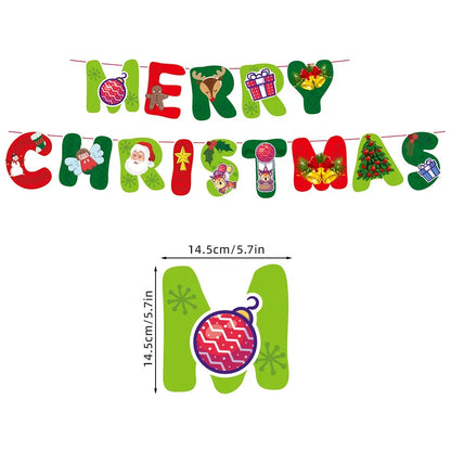 Merry Christmas Tree Decoration Fireplace Home Wall Hanging Decoration Xmas Tree Santa Banner Party Supplies Gingerbread Shaped