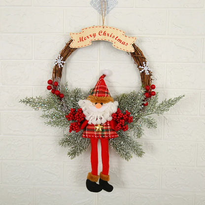 Pine Needle Xmas Garland Santa Claus