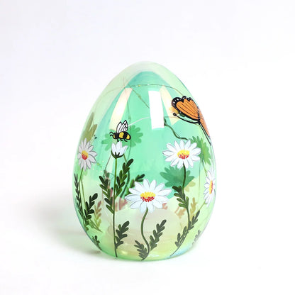 Glass Easter Egg Ornaments Stained Glass Easter Egg Ornaments Hanging Iridescent Ball Glitter Easter Eggs