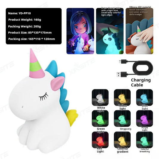 XINSITE Adjustable Brightness Eye Protection Night Light with Sleep Charging Color Matching Patting Features