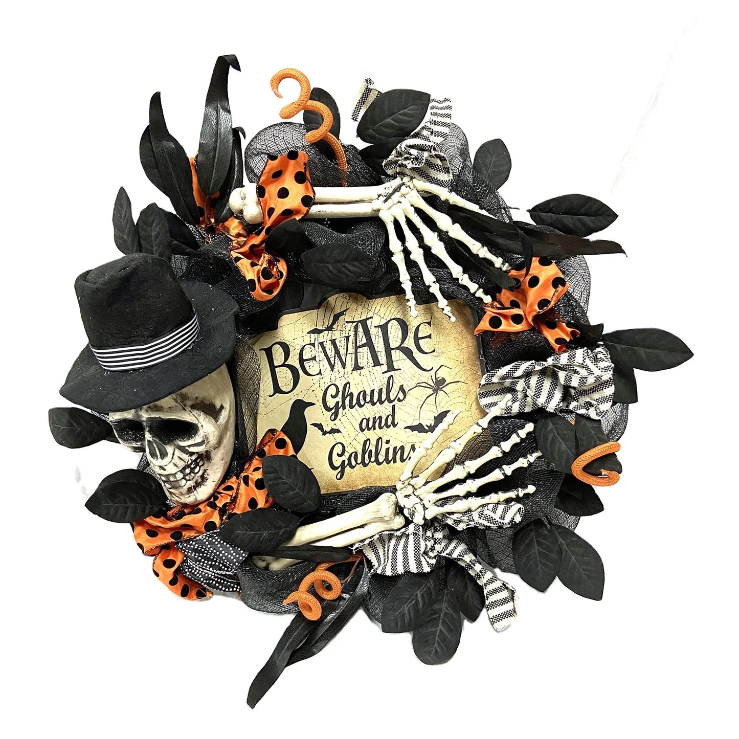 Ghost Festival Halloween Decoration 26 Inch Halloween Front Door Wreaths Halloween Wreath for Party Home Decor